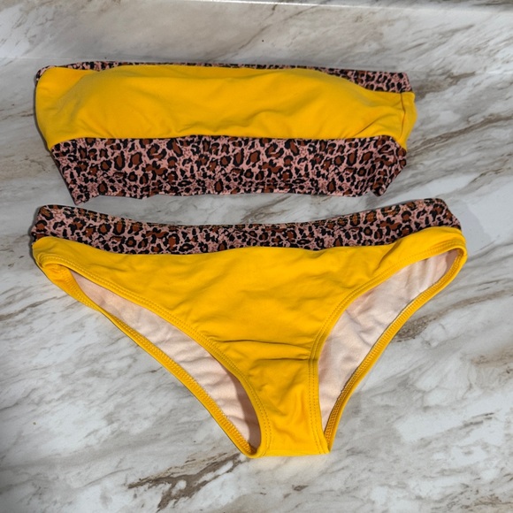 Other - Yellow and Leopard Print Bikini Set Large